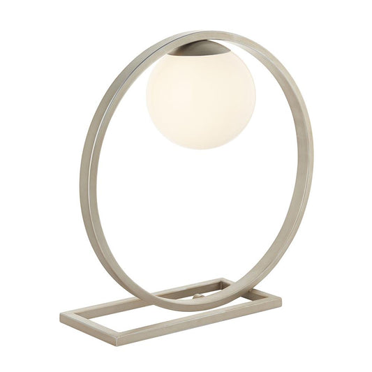 Geometric Brushed Silver & Opal Glass Table Lamp - ID 11117