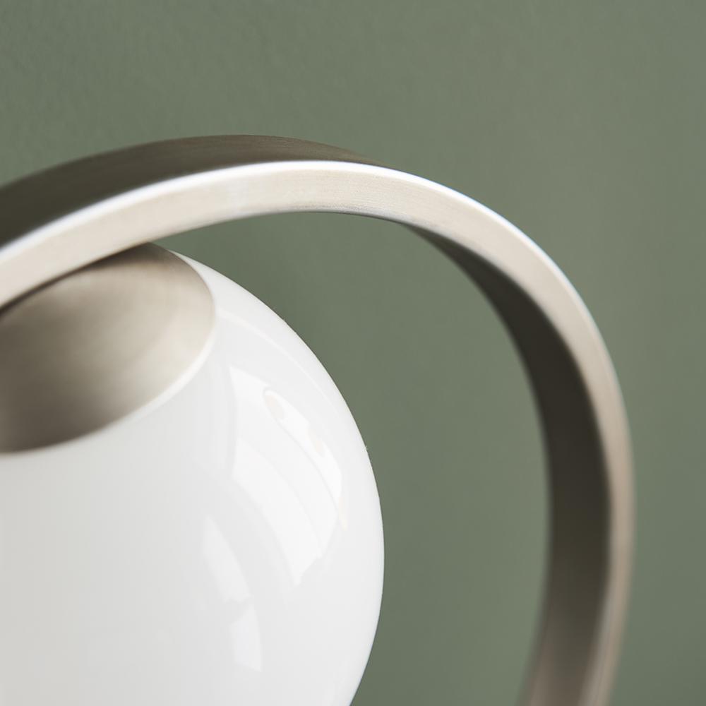 Geometric Brushed Silver & Opal Glass Table Lamp - ID 11117