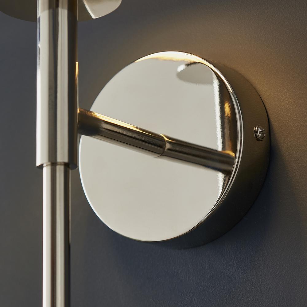 Nickel Plated Slimline Wall Light With White Fabric Shade - ID 11130