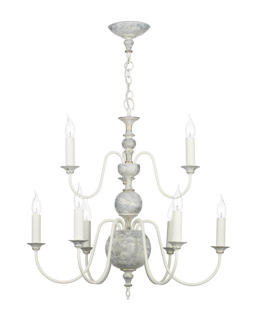 Flemish Distressed Cream 9 Lamp Ceiling Light - London Lighting - 1