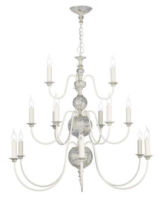 Flemish Distressed Cream 15 Lamp Ceiling Light - London Lighting - 1