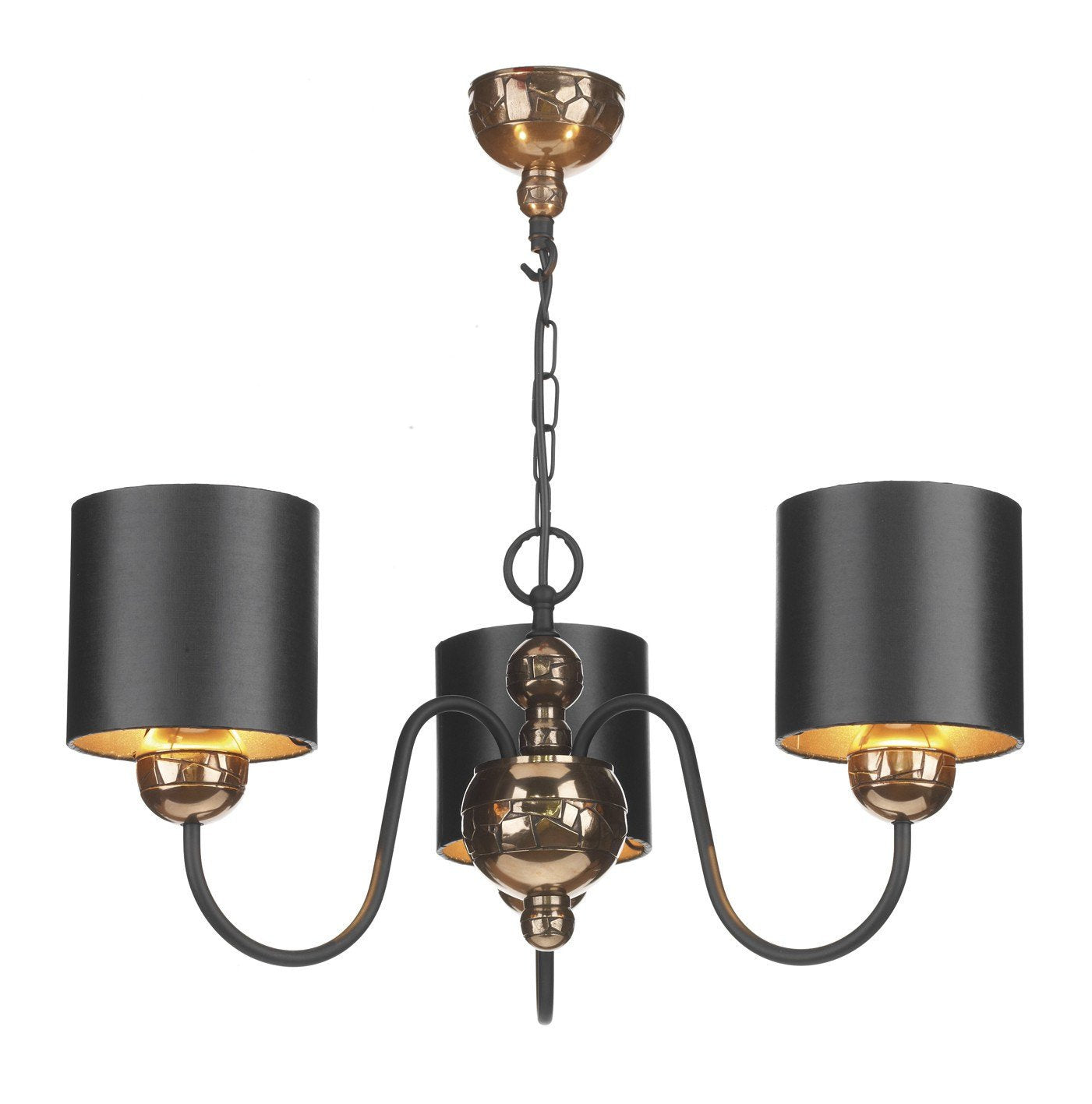Garbo 40 watt Bronze Frame & Black Shades 3 Lamp Chandelier Online