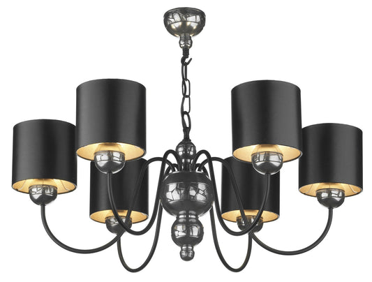 Garbo Pewter & Cream 6 Lamp Chandelier - London Lighting - 1