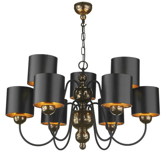 Garbo Bronze & Black 9 Lamp Chandelier - London Lighting - 1