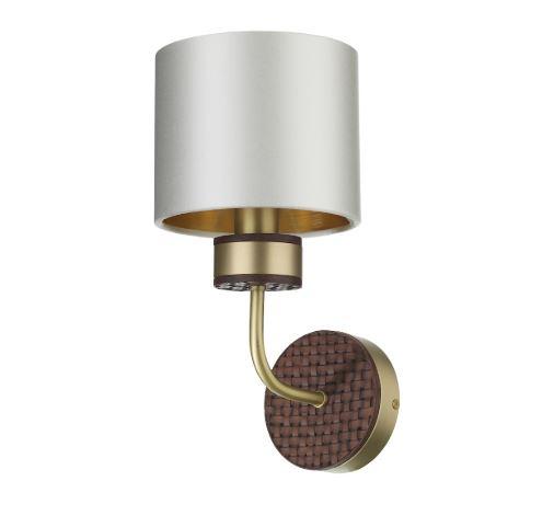 Hunter Brass & Brown Wall Light With Swan & Gold Satin Shade (Shade Colour Options Available) - ID 10274