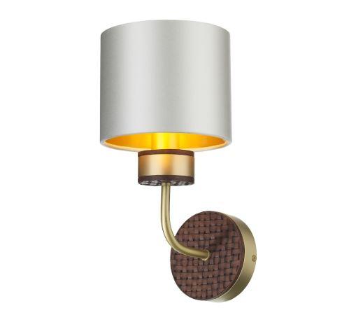 Hunter Brass & Brown Wall Light With Swan & Gold Satin Shade (Shade Colour Options Available) - ID 10274