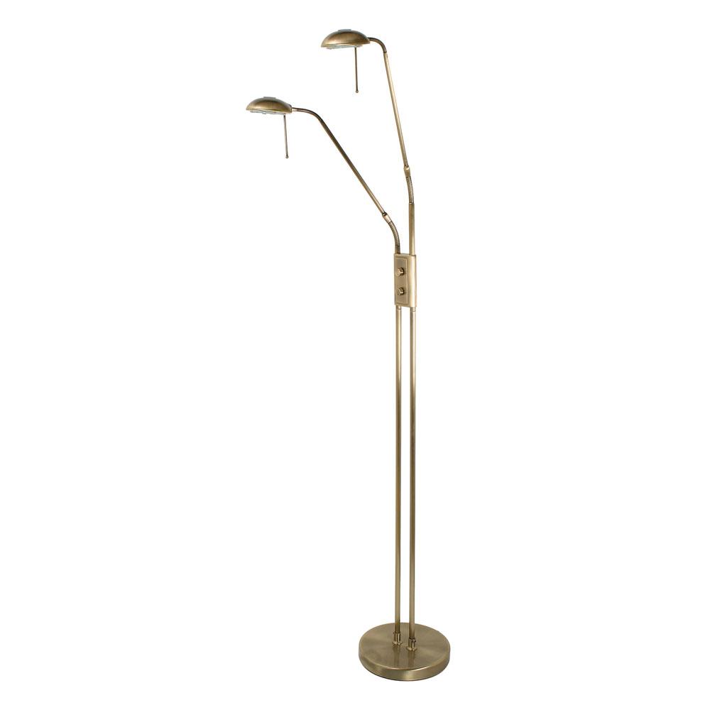 Thurso Twin Head Floor Lamp In Antique Brass - ID 9421
