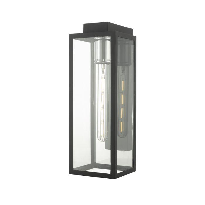 Hankins Matt Black & Tempered Glass Exterior Wall Light - ID 9279