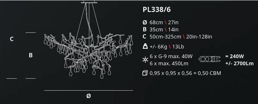 Serip Bijout 6 Lamp Bespoke Chandelier - London Lighting - 2