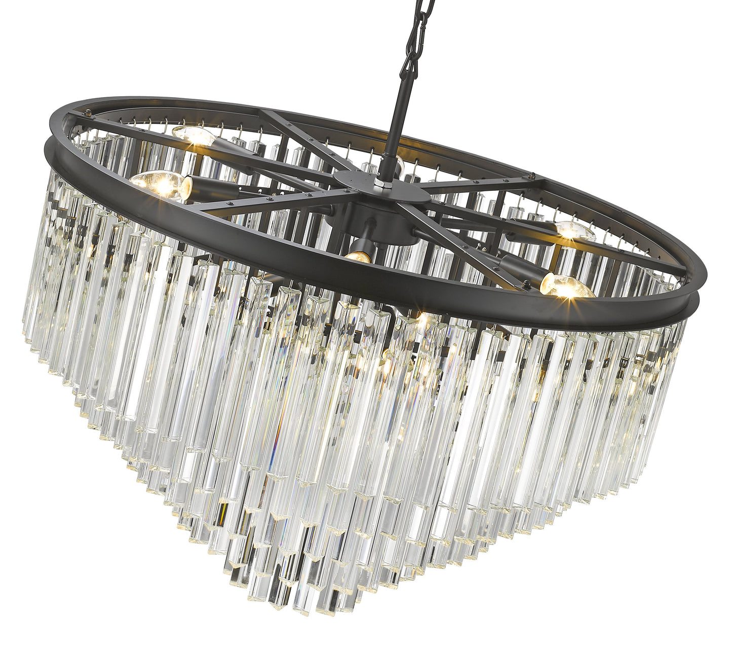 Hanmer Matt Black & Crystal Layered Chandelier - ID 9037