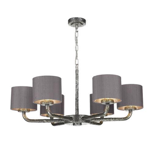 Sloane 6 Light Pendant Pewter With Charcoal & Silver Shades (other shade colours available) - ID 10245