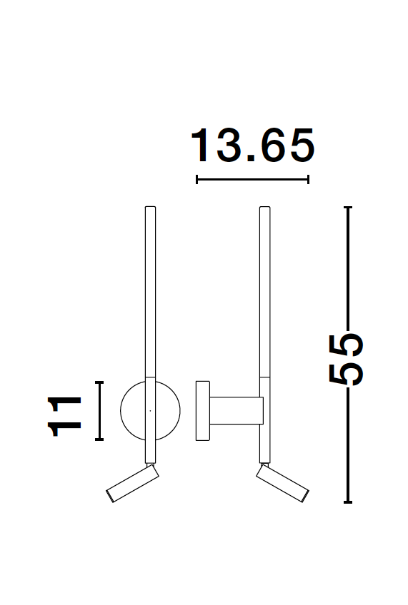 HAN Sandy Black Aluminium & Acrylic Tubular Adjustable Single Wall Light - ID 10136
