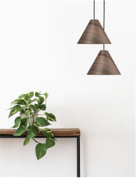 WER Dark Walnut & Dark Brown Fabric Cable Single Pendant - ID 10434