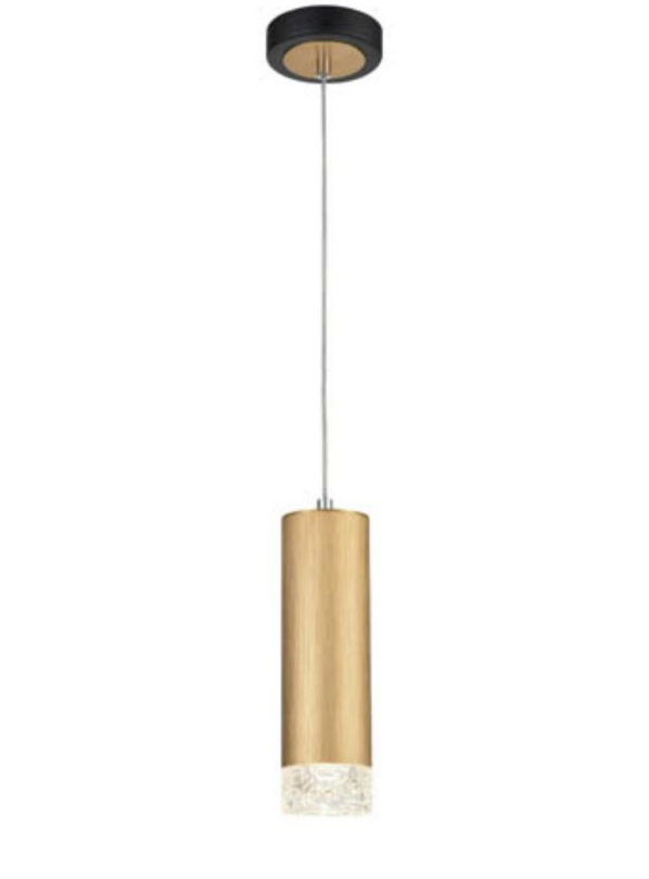 Stepton Brushed Satin Gold & Textured Glass 1 Light Single Pendant - ID 10635