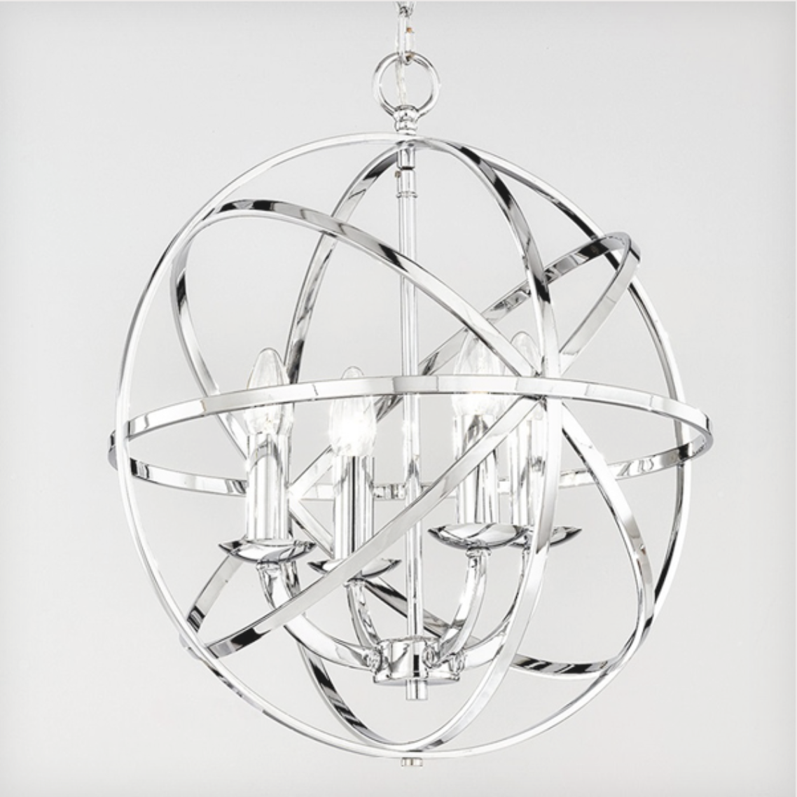 Glantown Polished Chrome 4 Arm Chandelier Style Single Pendant - ID 5874