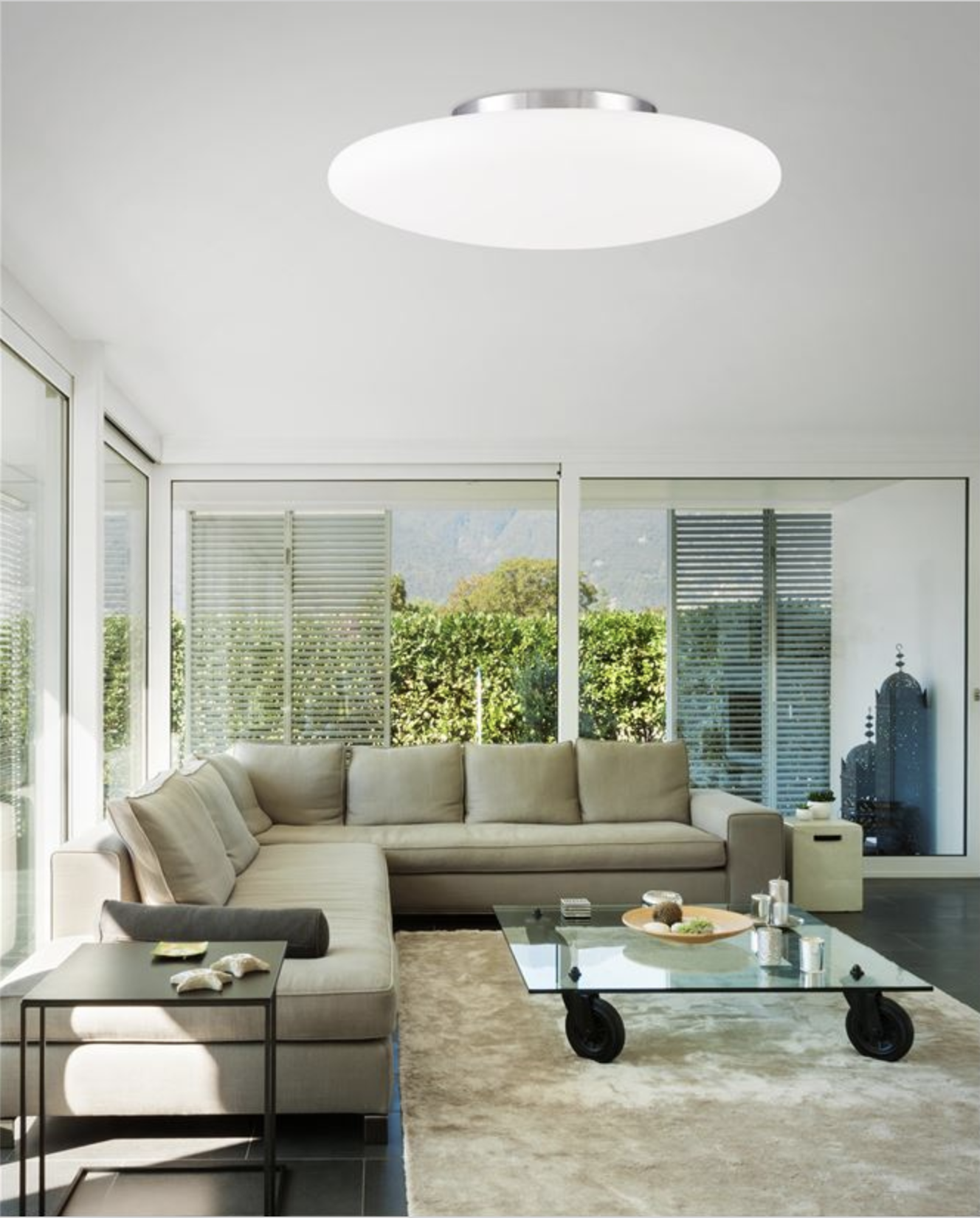 Small Opal Glass & Chrome Metal Ceiling Light- ID 7378