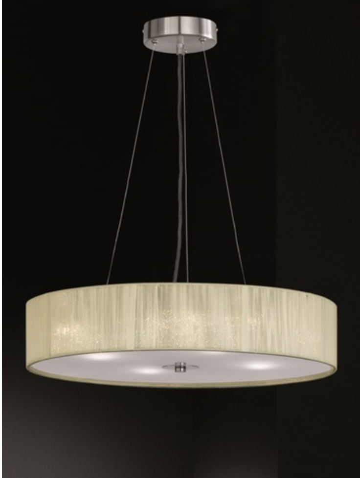 Scourie Medium Satin Nickel and Cream Thread Pendant - ID 6222