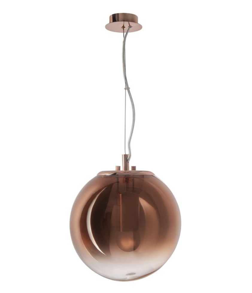 Gradient Metallic Copper to Clear Round Glass Pendant 30cm - ID 7670
