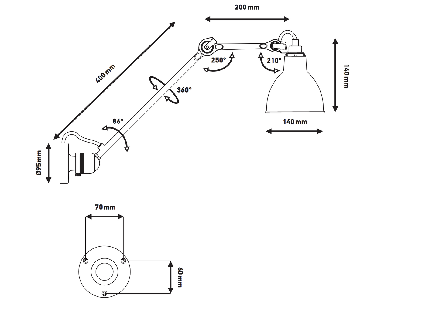 40cm Arm Canti-Lever Wall Bracket Colour Options - ID 7965