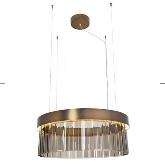 76cm Circular Chandelier In Brushed Bronze With Satin Crystal Glass - ID 8015