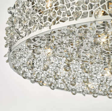 Palladium Polished Chrome and Crystal Flush Ceiling Light- ID 8062