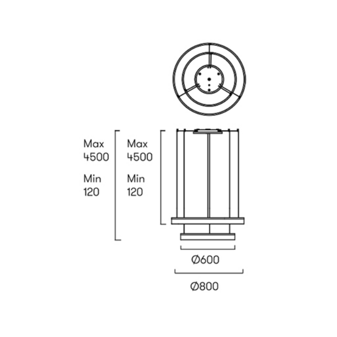 Gidea White 2 Ringed Large Suspension Pendant - ID 8098