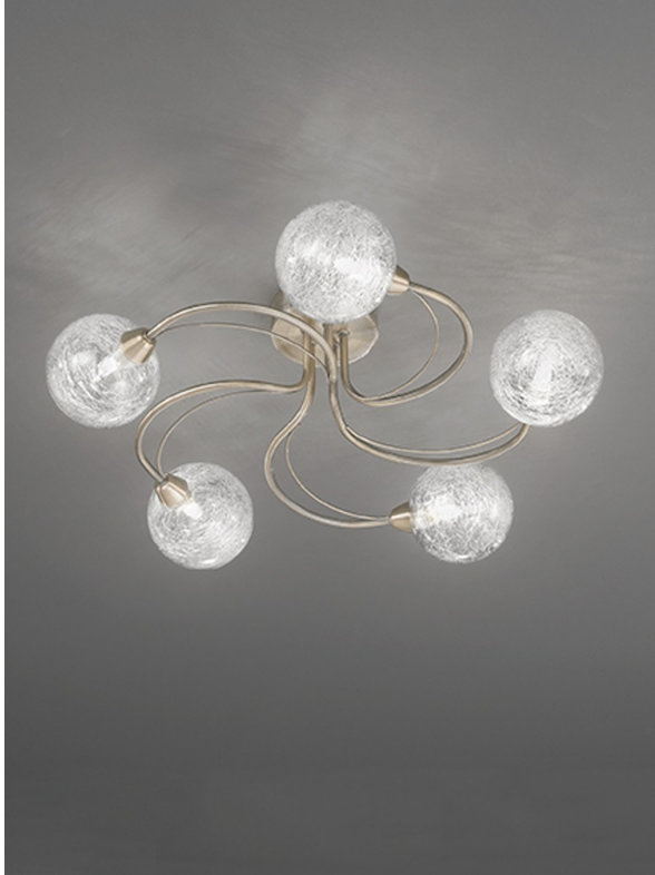 Semi Flush 5 Light Crackle Globe Shades In Bronze - ID 6751