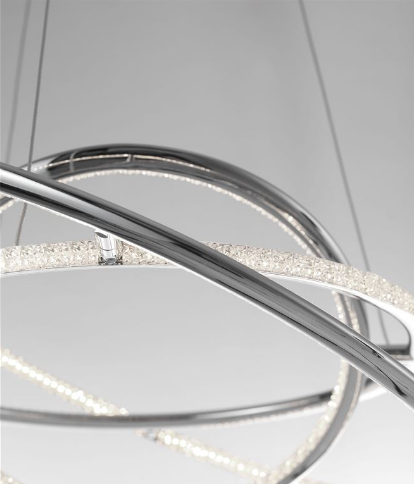 Chrome & Crystal Triple Ring Pendant - ID 7486