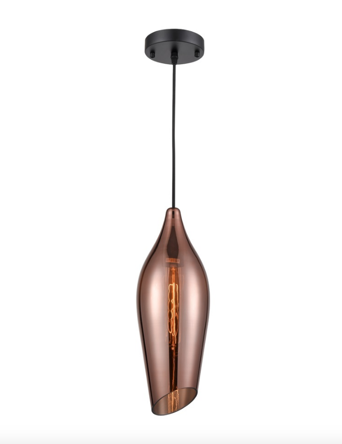 Bexley Small Angle Cut Copper Glass Single Pendant - ID 8399