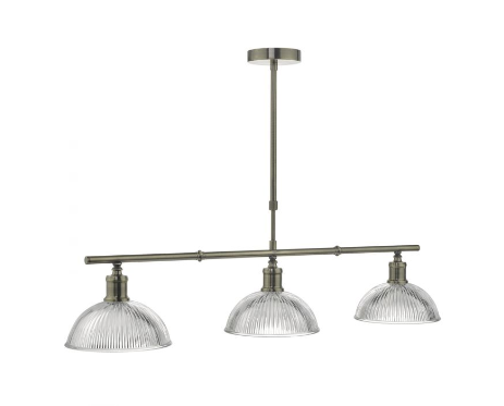 Antique Brass & Glass 3 Lamp Bar Pendant - ID 8619