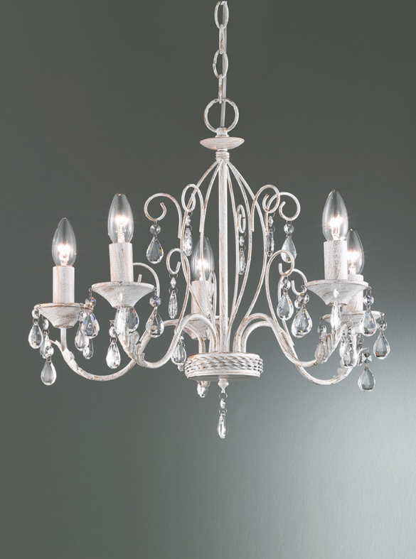 Coulsdon 5 Arm Iron Ceiling Light In white With Gold Highlights - ID 6506