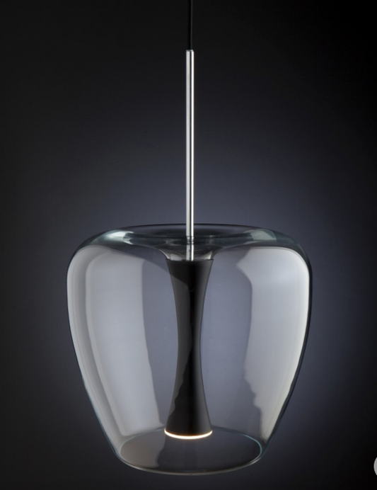 Quasar Apple Mood Suspension 30 Clear Glass Pendant Black - ID