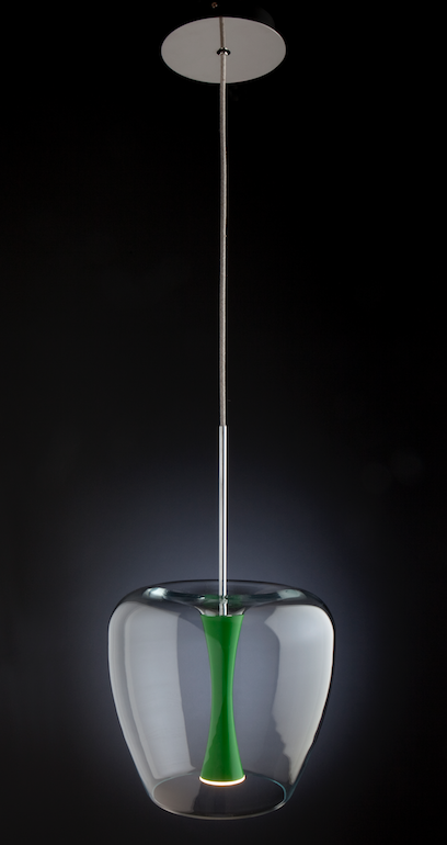 Quasar Apple Mood Suspension 30 Clear Glass Pendant Green - ID 8982