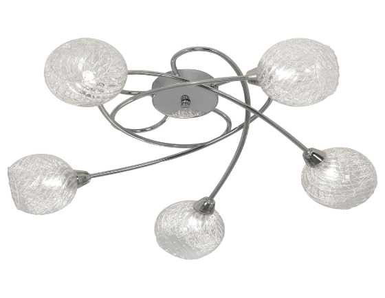 Acorn Chrome & Glass 5 Arm Ceiling Light - ID 6301