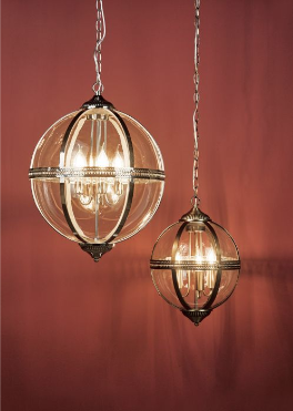 Cannich 5 Light Orb Lantern Pendant In Polished Nickel And Clear Glass - ID 9456