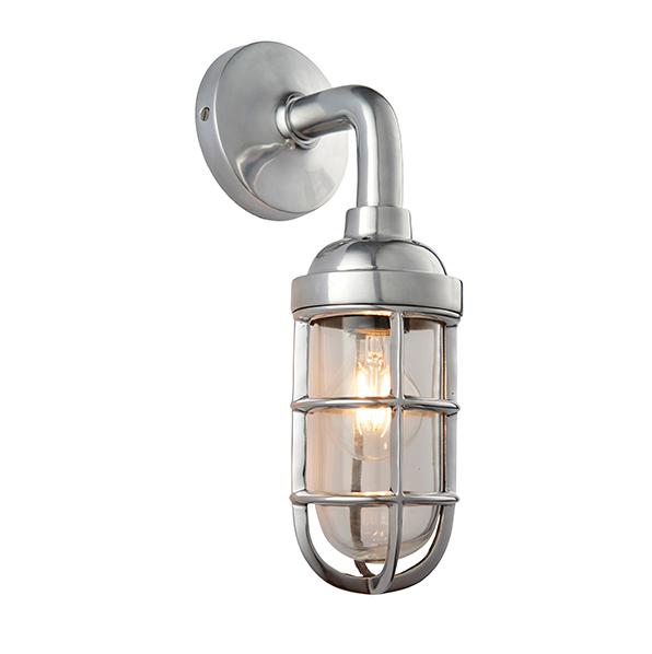 Shandwick Polished Aluminium Industrial Style Wall Light - ID 9652