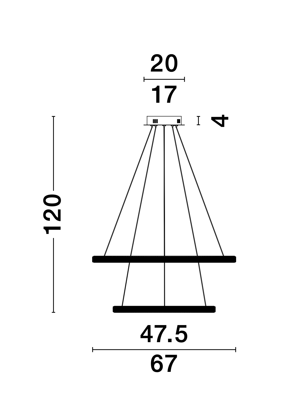 NAG Dimmable Double Ring Pendant Light In Sandy Black Aluminium & Acrylic - ID 9992
