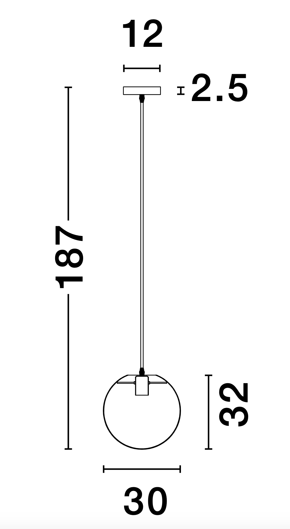 MIR Clear Glass & Gold Metal Large Single Orb Pendant - ID 10003