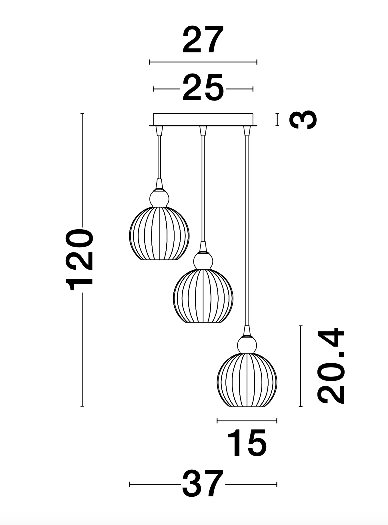 ODE Opal Glass & Chrome Aluminium Finish Multiple Drop Pendant - ID 10020