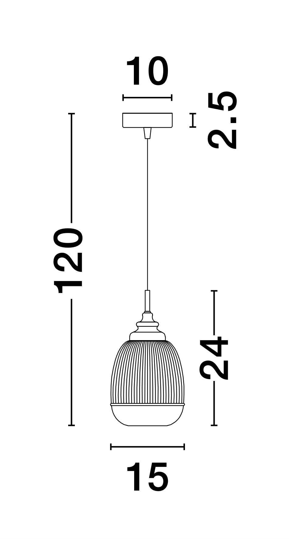 MON Clear Lined Enclosed Glass & Gold Metal Single Pendant Short - ID 10025
