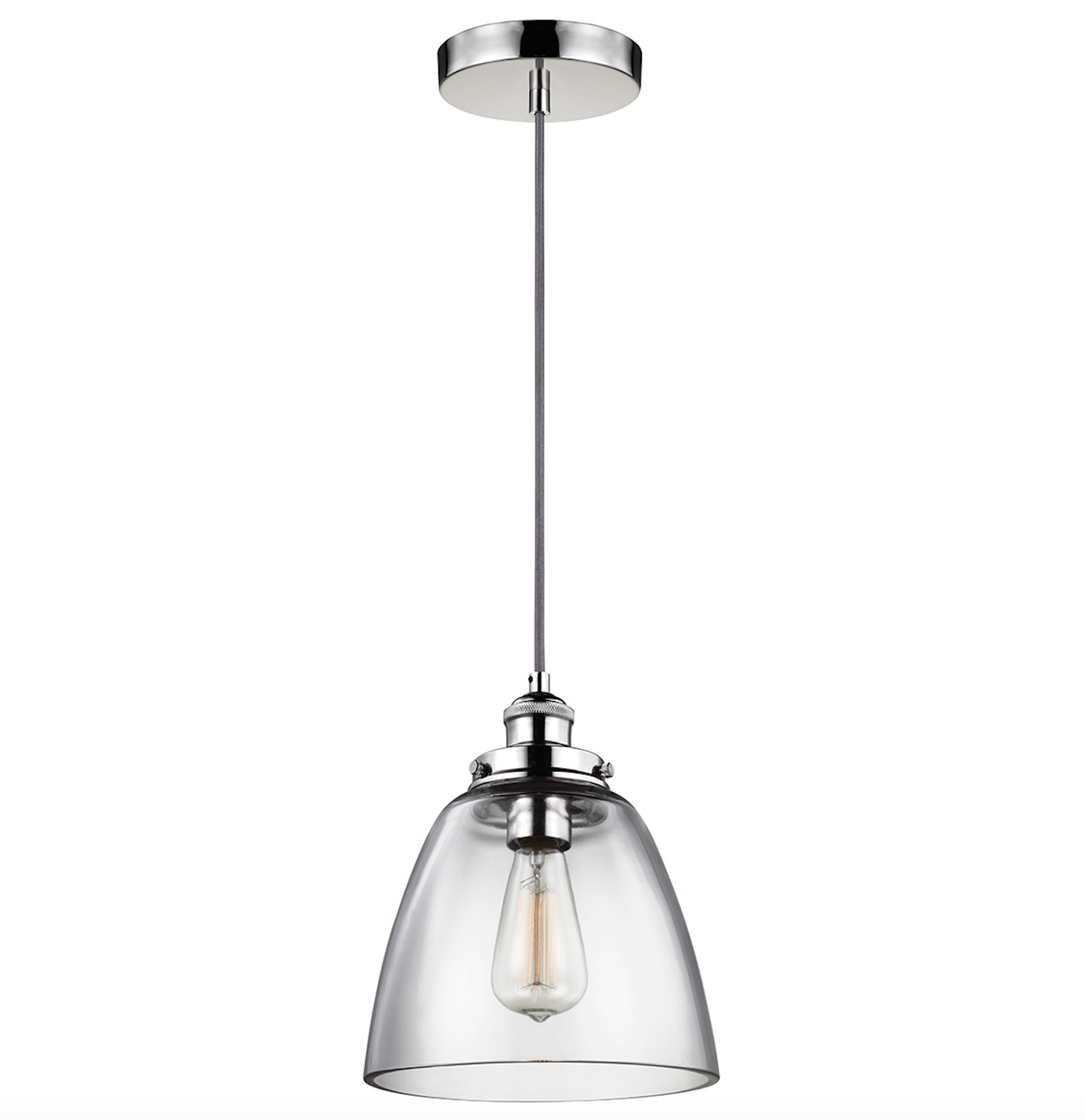 Burtham Polished Nickel Small Single Pendant - ID 10335
