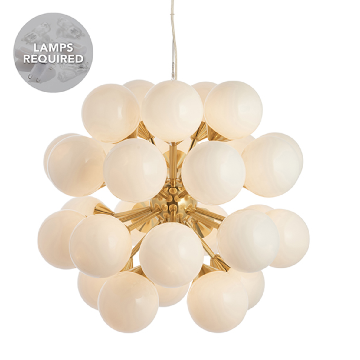 Mid-Century Satin Brass Globe 28Lt Pendant - ID 10725