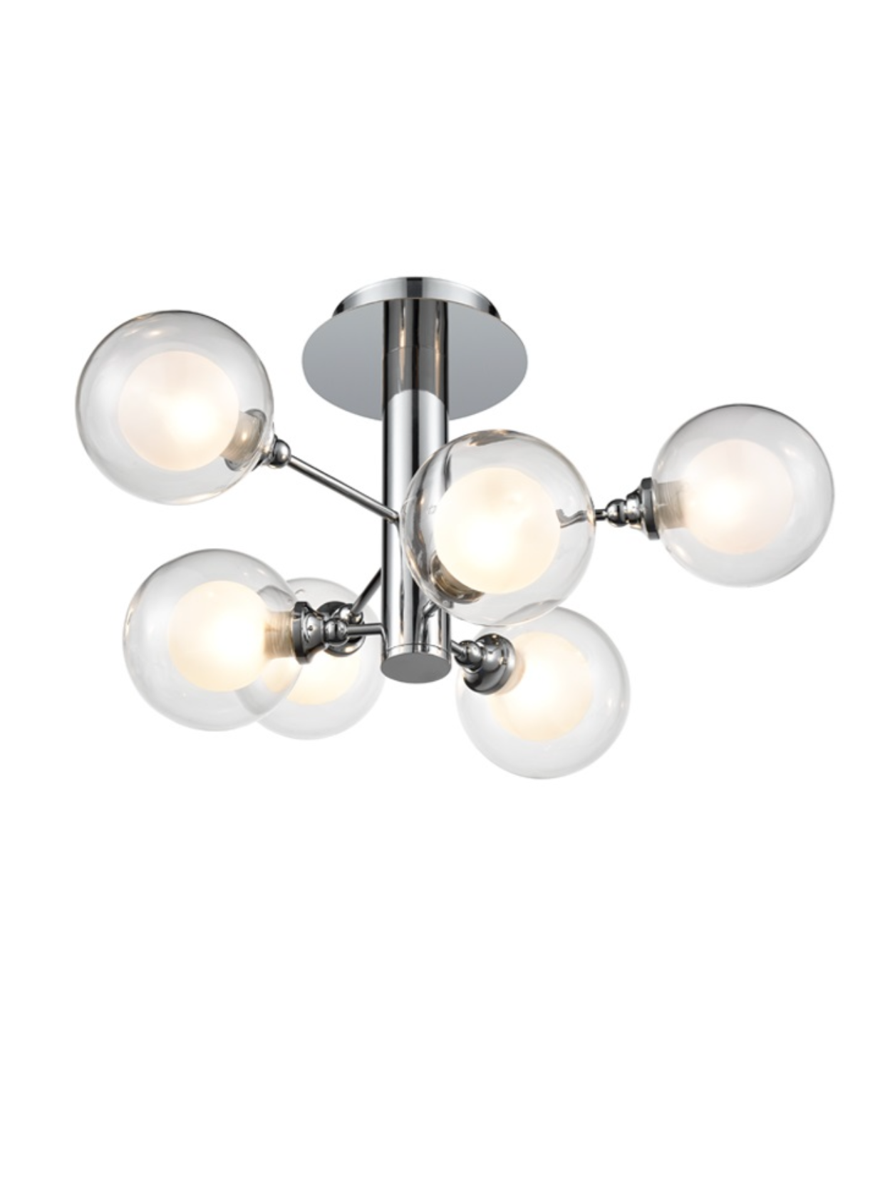 6 Globe Chrome Semi Flush Ceiling Light - ID 8620