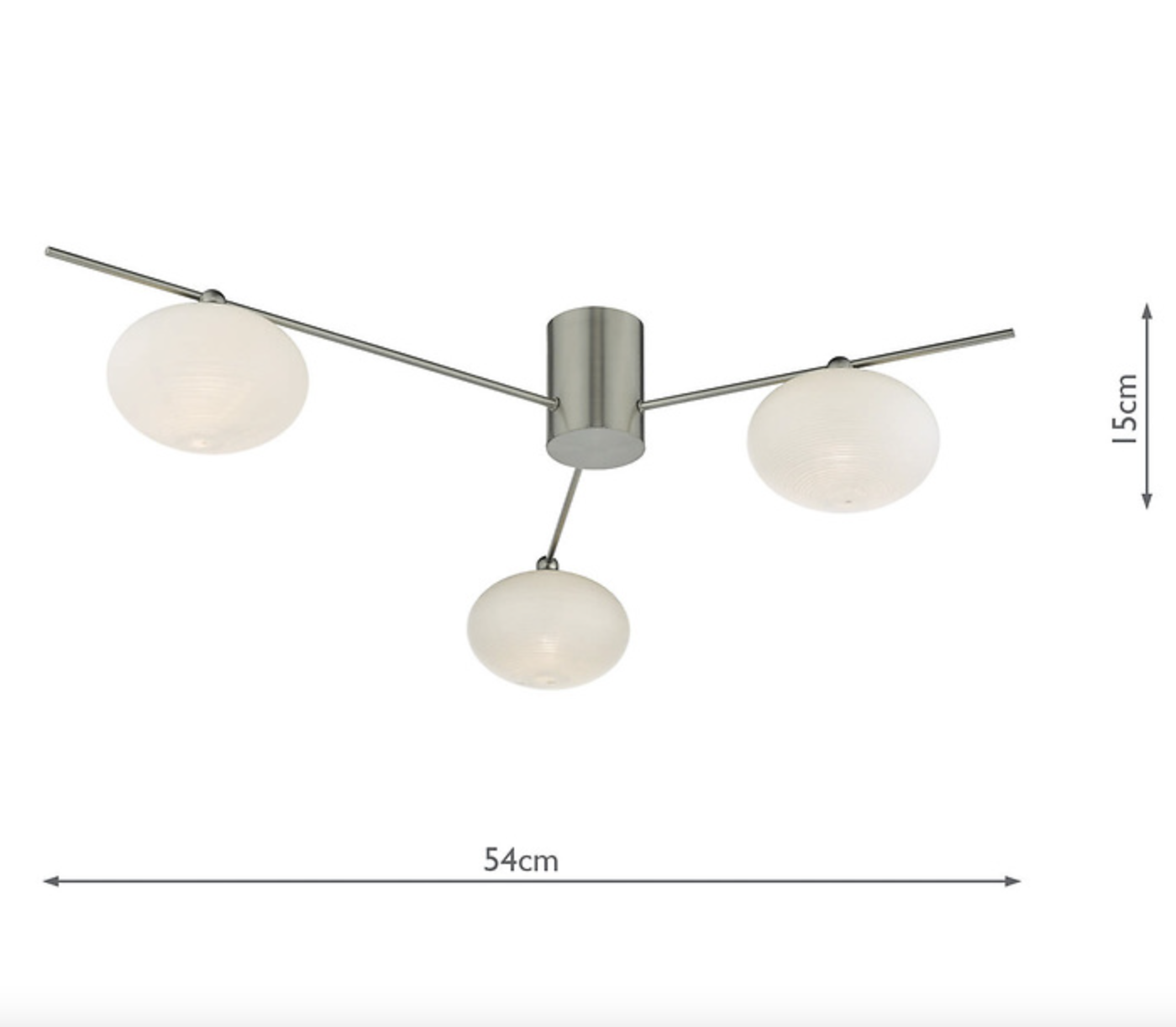 JAS Three Light Semi Flush Ceiling Light In Satin Nickel With Opal Glass - ID 11240