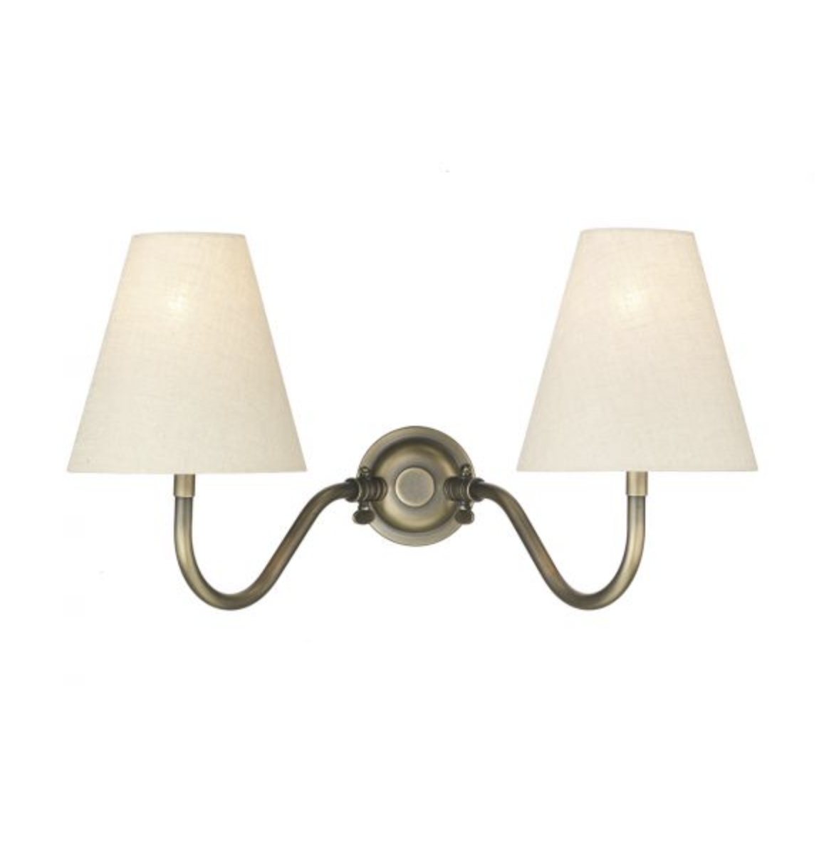 Hicks 2 Light Antique Brass Wall Lights (shades separate) - ID 11371