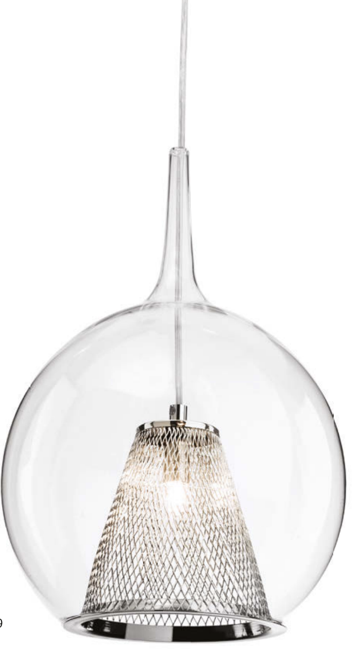 Clear Glass & Chrome Mesh Single Pendant - ID 9579