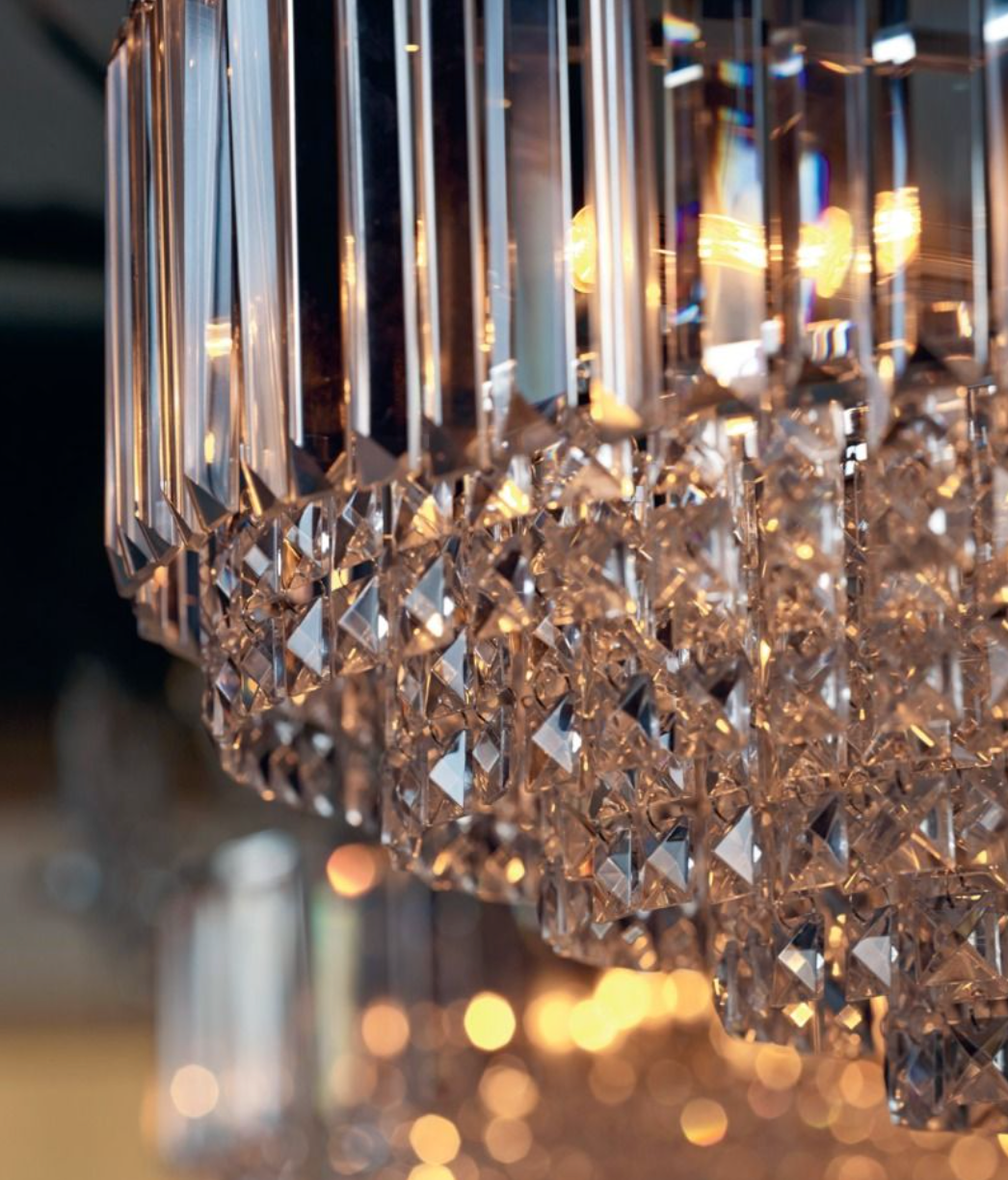 Laura Ashley Antique Brass Semi Flush Crystal Ceiling Light (Medium) - ID 10701