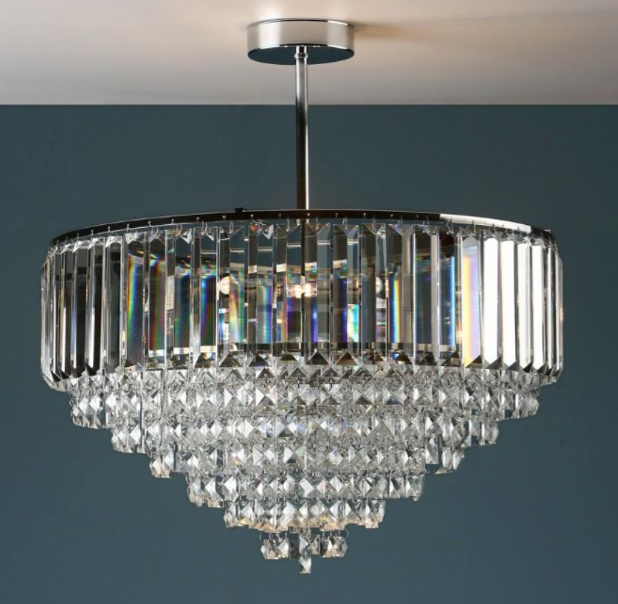 Laura Ashley Vienna, 5x G9 Semi Flush Crystal Ceiling Light, Chrome (Medium) - ID 11546