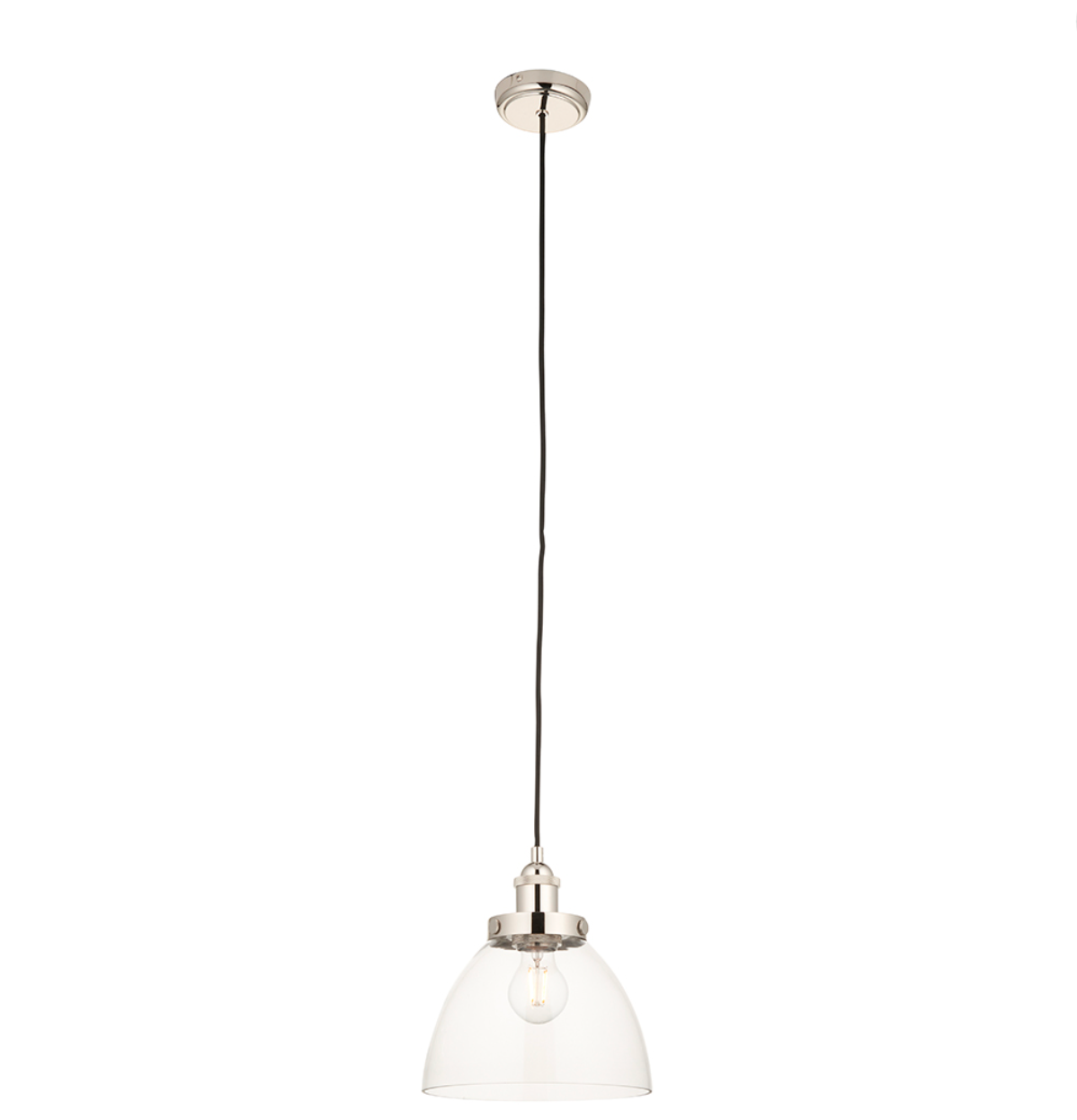Bright Nickel Resto Pendant With Clear Glass - ID 11713