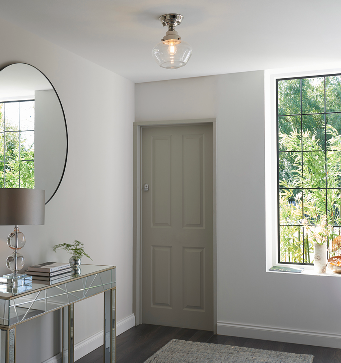 Timeless bright nickel semi flush with clear glass - ID 11729